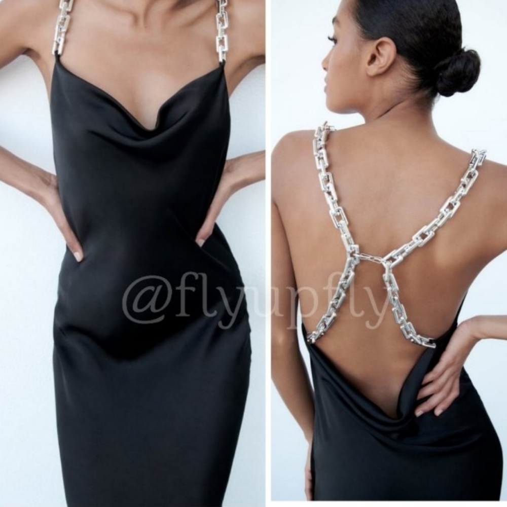 ZARA SATIN DRESS WITH CHAIN LINK